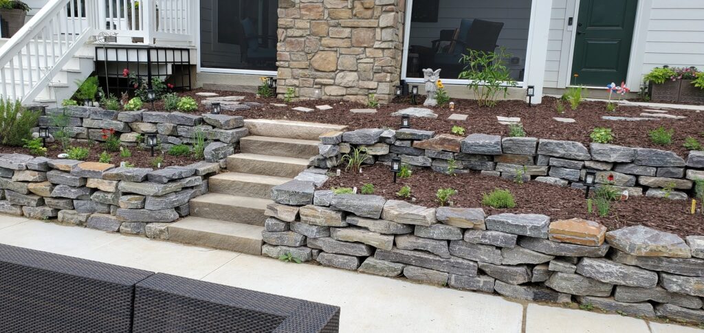 stone retaining wall limestone brians services in Chelsea Michigan image